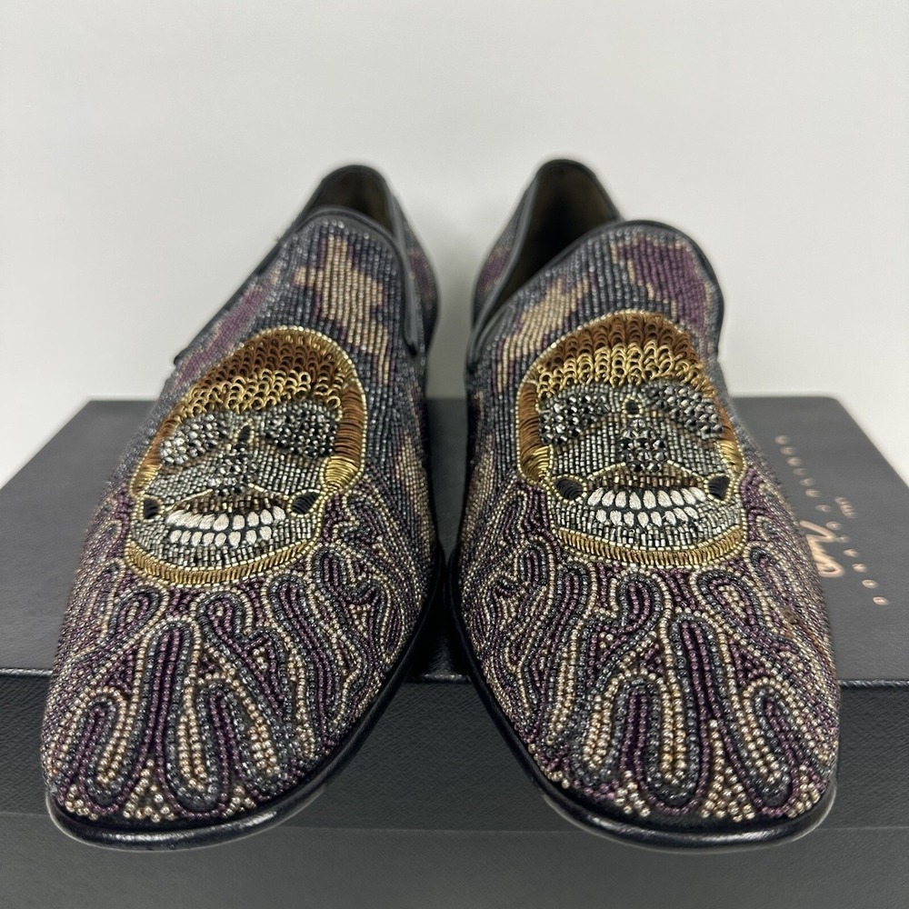 Donald Pliner Pascow Skulls Embellished Loafers Men's Size 10.5M UK - Picture 2 of 16